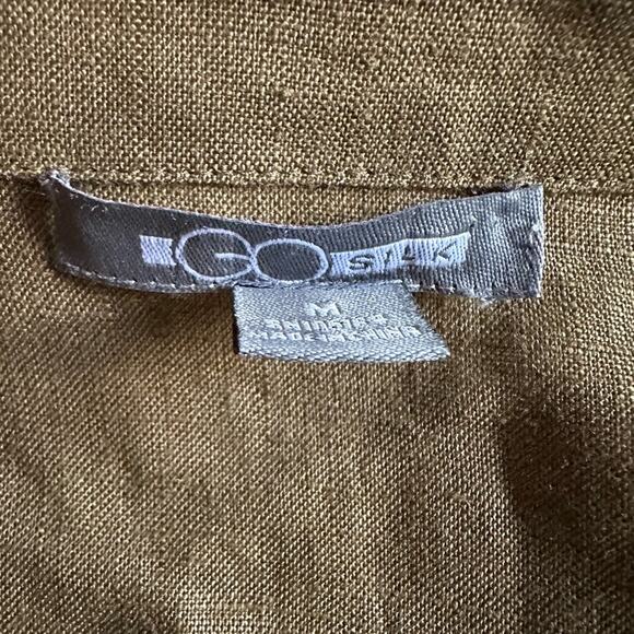 NEW Linen Olive Green Open Jacket Tunic Top Vacation Lagenlook Granola Oversized - Picture 5 of 8